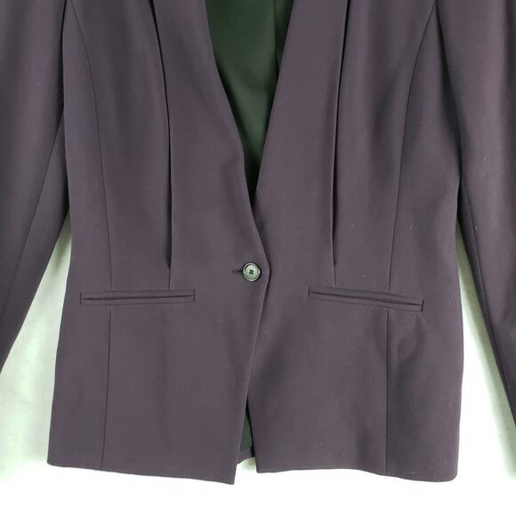 Trouve Women's XS Dark Purple Blazer Black Faux Leather Shoulder Office Gothic‎ - Picture 2 of 12